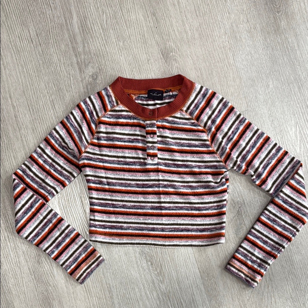 Urban Outfitters cropped striped long sleeve top size M